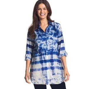 NWT Tanger Waters Boyfriend Long Sleeve Big Shirt (Chicos)(M)